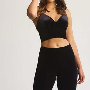 Commando Velvet Longline Bra Top - Black - XS / S